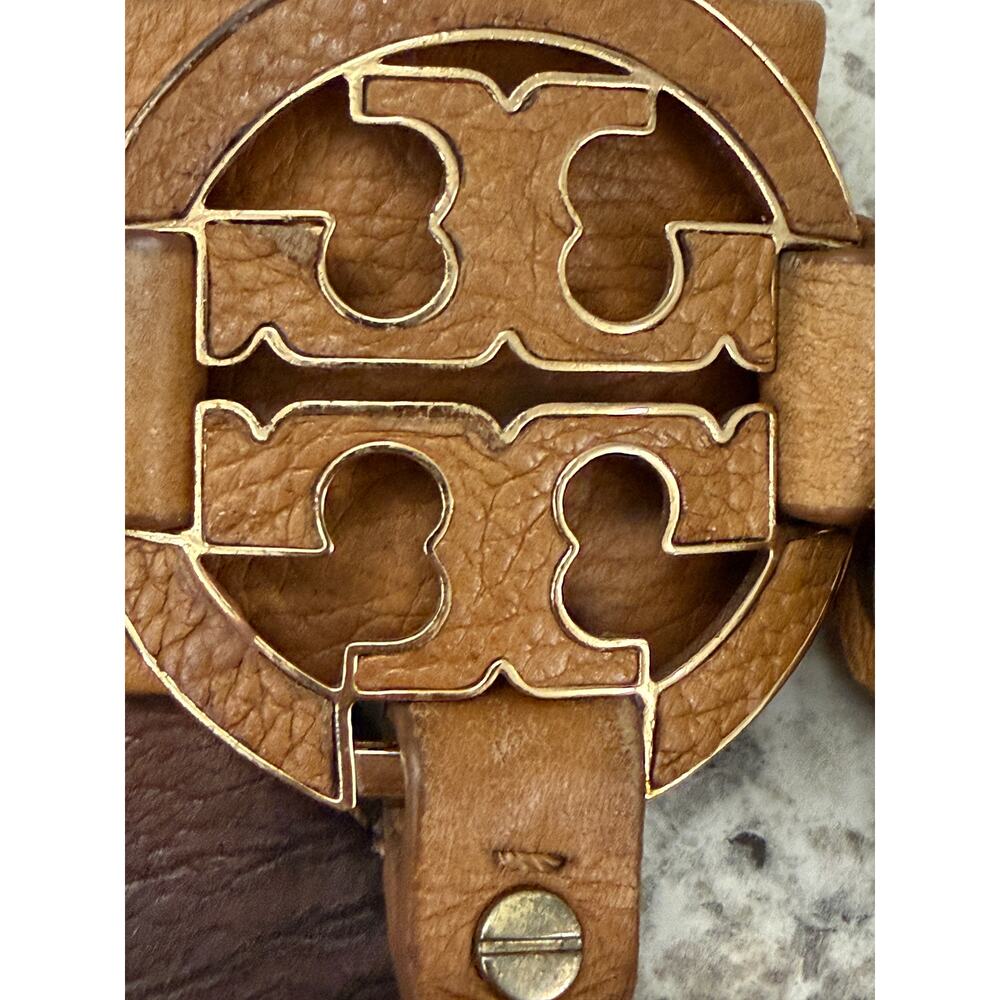 Tory Burch Miller Sandals Size 8.5 Brown Leather Logo Thong Sandals Leather - Picture 4 of 5